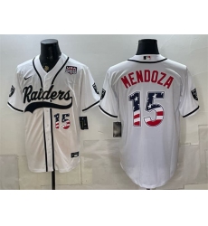 Men's Las Vegas Raiders #15 Fernando Mendoza White USA 250 Fourth of July Vapor Limited Stitched Baseball Jersey