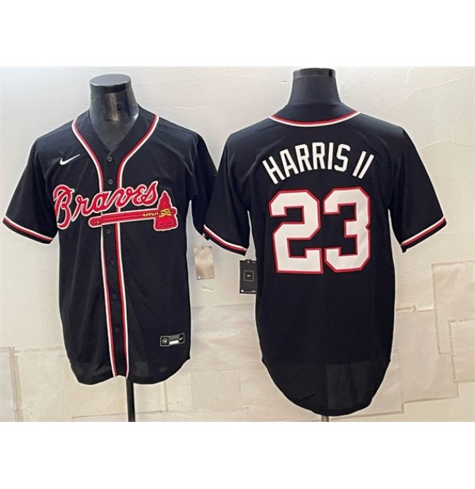 Men's Atlanta Braves #23 Michael Harris II 2026 Fashion Replica Black Out Stitched Baseball Jersey