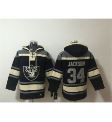 Men's Las Vegas Raiders #34 Bo Jackson Black Ageless Must-Have Lace-Up Pullover Hoodie