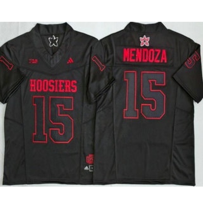 Men's Indiana Hoosiers #15 Fernando Mendoza Limited Black Fashion College Football Jersey