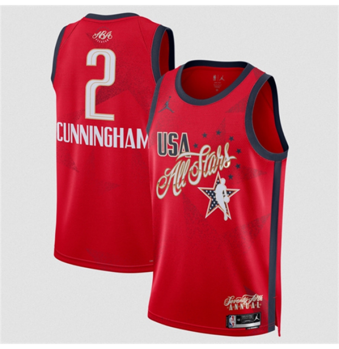 Men's 2026 All-Star #2 Cade Cunningham Red Stitched Basketball Jersey