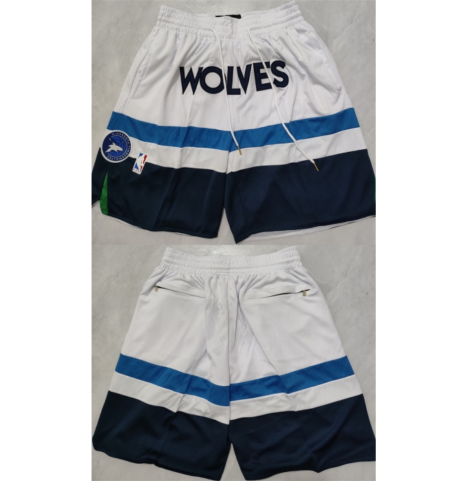 Men's Minnesota Timberwolves White Shorts (Run Small)