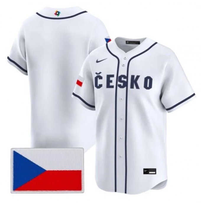 Men's Czech Republic Baseball Nike White 2026 World Baseball Classic Team Jersey