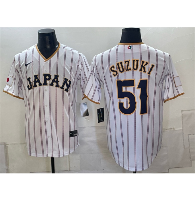 Men's Japan Baseball #51 Ichiro Suzuki White 2026 World Baseball Classic Home Stadium Stitched Jersey