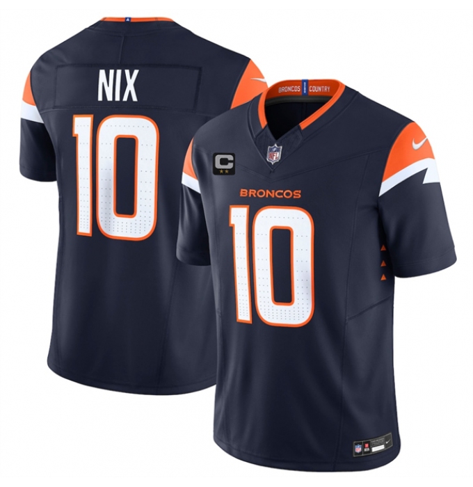 Men's Denver Broncos #10 Bo Nix Navy 2025 F.U.S.E. With 2-Star C Vapor Limited Stitched Football Jersey