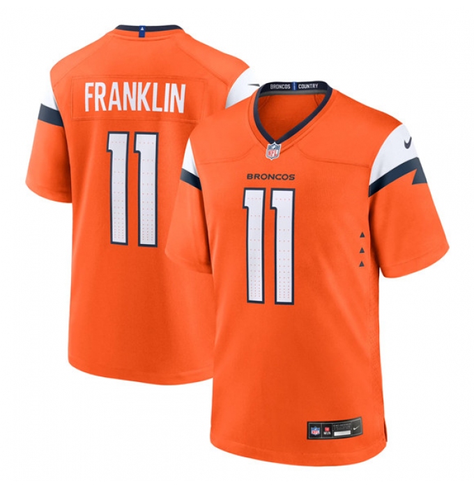 Men's Denver Broncos #11 Troy Franklin Orange 2025 Alternate Football Stitched Game Jersey