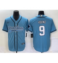 Men's Carolina Panthers #9 Bryce Young Blue Cool Base Stitched Baseball Jersey