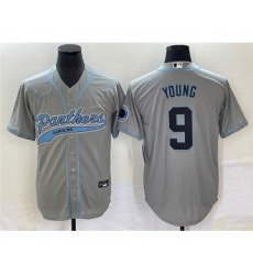 Men's Carolina Panthers #9 Bryce Young Gray Cool Base Stitched Baseball Jersey
