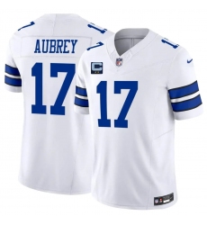 Men's Dallas Cowboys #17 Brandon Aubrey White 2026 With 2-Star C F.U.S.E. Vapor Untouchable Limited Stitched Football Jersey