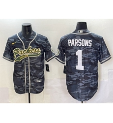 Men's Green Bay Packers #1 Micah Parsons Gray Camo Cool Base Stitched Baseball Jersey
