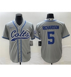 Men's Indianapolis Colts #5 Anthony Richardson Gray Cool Base Stitched Baseball Jersey