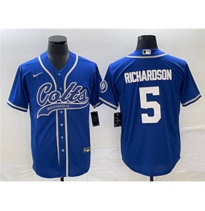 Men's Indianapolis Colts #5 Anthony Richardson Royal Cool Base Stitched Baseball Jersey