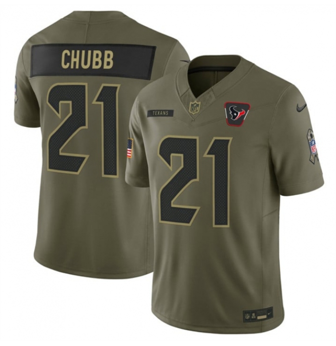 Men's Houston Texans #21 Nick Chubb Olive 2025 F.U.S.E. Salute to Service Limited Football Stitched Jersey