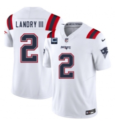 Men's New England Patriots #2 Harold Landry III White 2025 F.U.S.E. With 1-Star C Vapor Limited Stitched Jersey