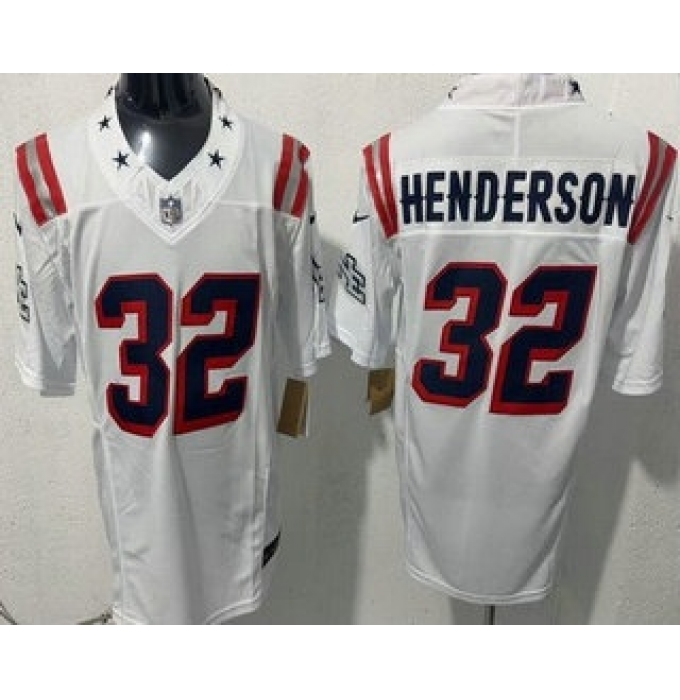 Men's New England Patriots #32 TreVeyon Henderson Limited White Rivalries FUSE Vapor Jersey