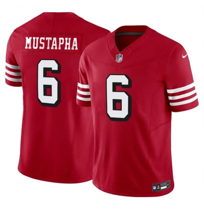 Men's San Francisco 49ers #6 Malik Mustapha New Red 2025 F.U.S.E. Vapor Untouchable Limited Football Stitched Jersey