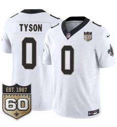 Men's New Orleans Saints #0 Jordyn Tyson White 2026 F.U.S.E 60th Anniversary Vapor Limited Football Stitched Jersey