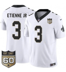 Men's New Orleans Saints #3 Travis Etienne Jr White 2026 F.U.S.E 60th Anniversary Vapor Limited Football Stitched Jersey