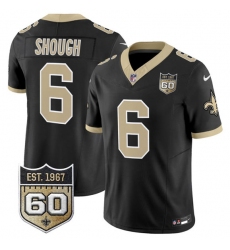 Men's New Orleans Saints #6 Tyler Shough Black 2026 F.U.S.E 60th Anniversary Vapor Limited Football Stitched Jersey