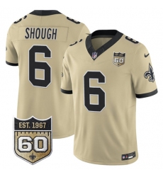 Men's New Orleans Saints #6 Tyler Shough Gold 2026 F.U.S.E 60th Anniversary Vapor Limited Football Stitched Jersey