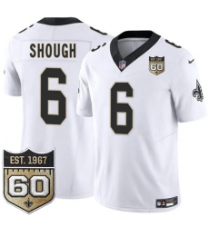 Men's New Orleans Saints #6 Tyler Shough White 2026 F.U.S.E 60th Anniversary Vapor Limited Football Stitched Jersey