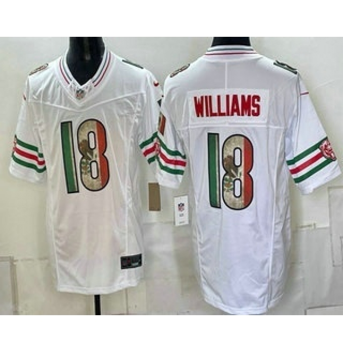 Men's Chicago Bears #18 Caleb Williams White Mexico FUSE Throwback Stitched Jersey