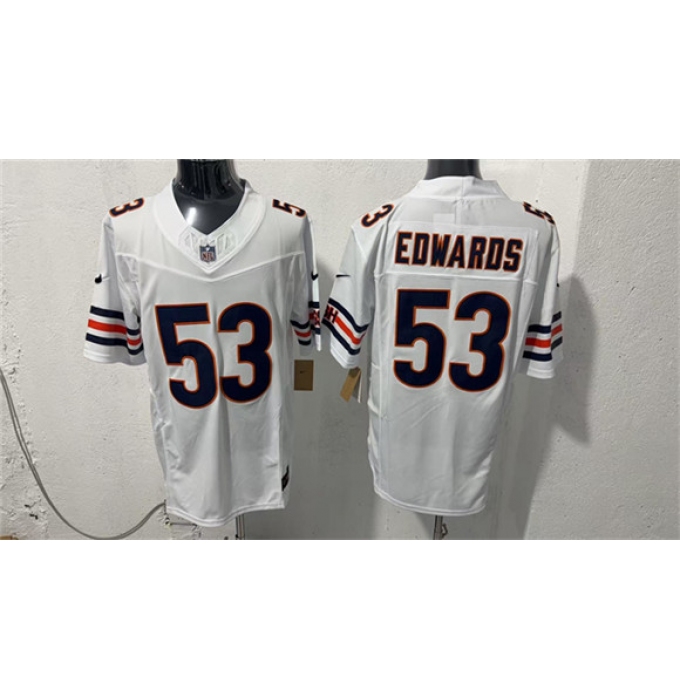 Men's Chicago Bears #53 T.J. Edwards White 2026 F.U.S.E. Vapor Untouchable Limited Football Stitched Jersey