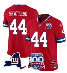 Men's New York Giants #44 Cam Skattebo Red 2025 Draft F.U.S.E. 100th Season & State Vapor Untouchable Limited Football Stitched Jersey