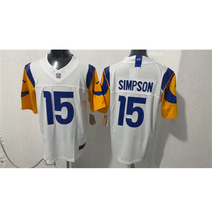 Men's Los Angeles Rams #15 Ty Simpson White 2026 Draft F.U.S.E. Vapor Limited Football Stitched Jersey