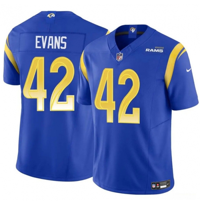 Men's Los Angeles Rams #42 Ethan Evans Blue 2025 F.U.S.E. Vapor Untouchable Football Stitched Jersey