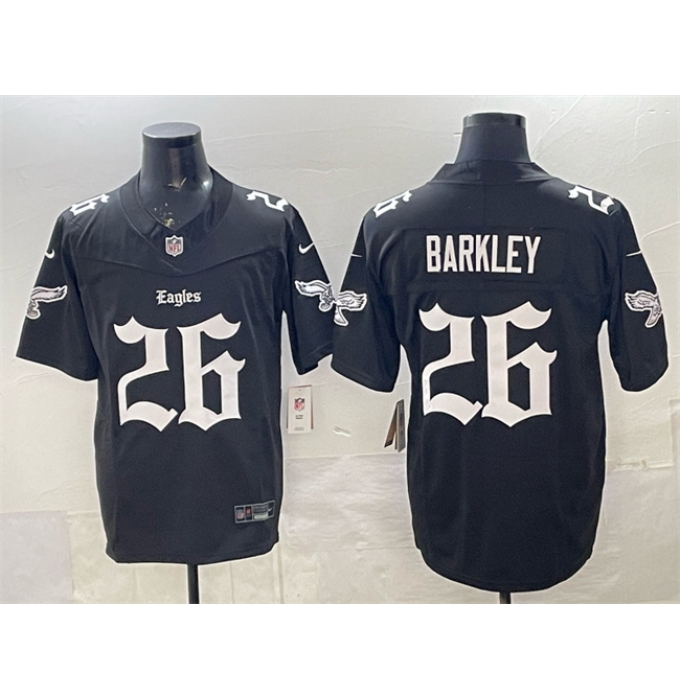 Men's Philadelphia Eagles #26 Saquon Barkley Black 2025 F.U.S.E. 'Gothic Philly Edition' Vapor Limited Stitched Football Jersey