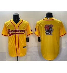 Men's Tampa Bay Buccaneers Team Big Logo Gold Cool Base Stitched Baseball Jersey
