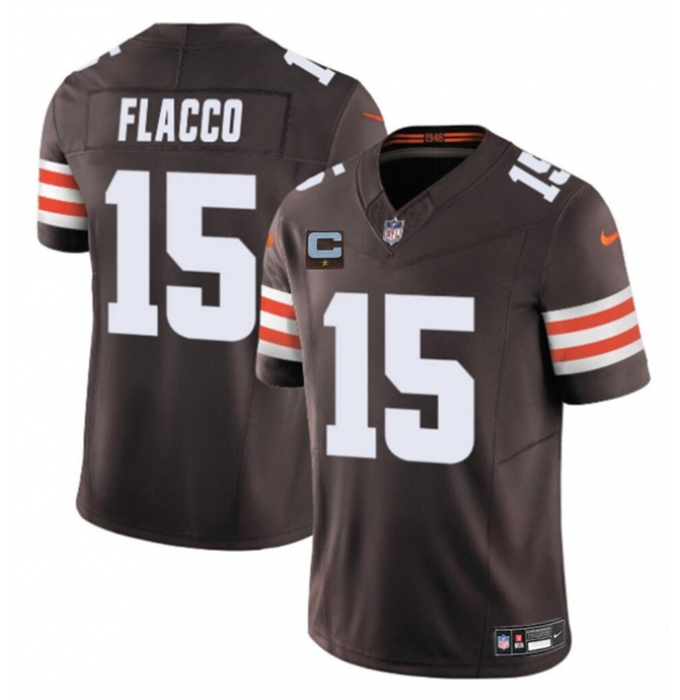 Men's Cleveland Browns #15 Joe Flacco Brown 2025 F.U.S.E. With 1-Star C Vapor Limited Stitched Football Jersey