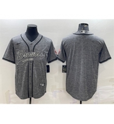 Men's Cleveland Browns Blank Gray With Patch Cool Base Stitched Baseball Jersey