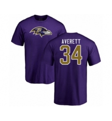 Football Baltimore Ravens #34 Anthony Averett Purple Name & Number Logo T-Shirt