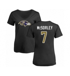 Football Women's Baltimore Ravens #7 Trace McSorley Black Name & Number Logo T-Shirt