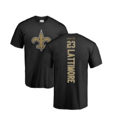 Football New Orleans Saints #23 Marshon Lattimore Black Backer T-Shirt