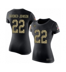 Football Women's New Orleans Saints #22 Chauncey Gardner-Johnson Black Camo Salute to Service T-Shirt