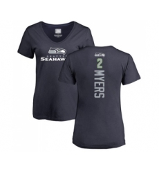 Football Women's Seattle Seahawks #2 Jason Myers Navy Blue Backer T-Shirt