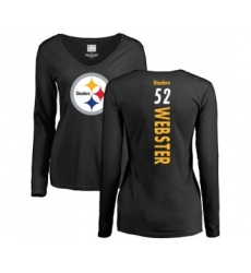 Football Women's Pittsburgh Steelers #52 Mike Webster Black Backer Slim Fit Long Sleeve T-Shirt