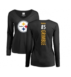Football Women's Pittsburgh Steelers #85 Xavier Grimble Black Backer Slim Fit Long Sleeve T-Shirt