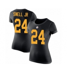 Women's Pittsburgh Steelers #24 Benny Snell Jr. Black Rush Pride Name & Number T-Shirt