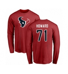 Football Houston Texans #71 Tytus Howard Red Name & Number Logo Long Sleeve T-Shirt