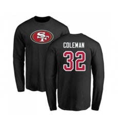 Football San Francisco 49ers #32 Tevin Coleman Black Name & Number Logo Long Sleeve T-Shirt