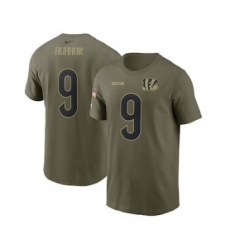 Men's Cincinnati Bengals Joe Burrow Football Camo 2021 Salute To Service Name & Number T-Shirt