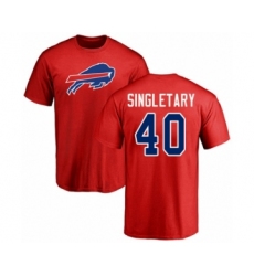 Football Buffalo Bills #40 Devin Singletary Red Name & Number Logo T-Shirt