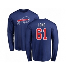 Football Buffalo Bills #61 Spencer Long Royal Blue Name & Number Logo Long Sleeve T-Shirt
