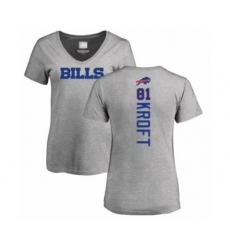 Football Women's Buffalo Bills #81 Tyler Kroft Ash Backer V-Neck T-Shirt