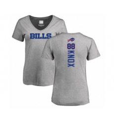 Football Women's Buffalo Bills #88 Dawson Knox Ash Backer V-Neck T-Shirt