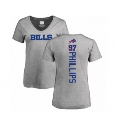 Football Women's Buffalo Bills #97 Jordan Phillips Ash Backer V-Neck T-Shirt